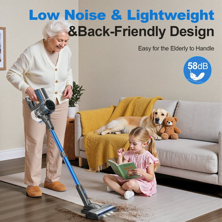 INSE 45kPa Cordless Stick Vacuum, 465W Brushless Motor, for Carpet