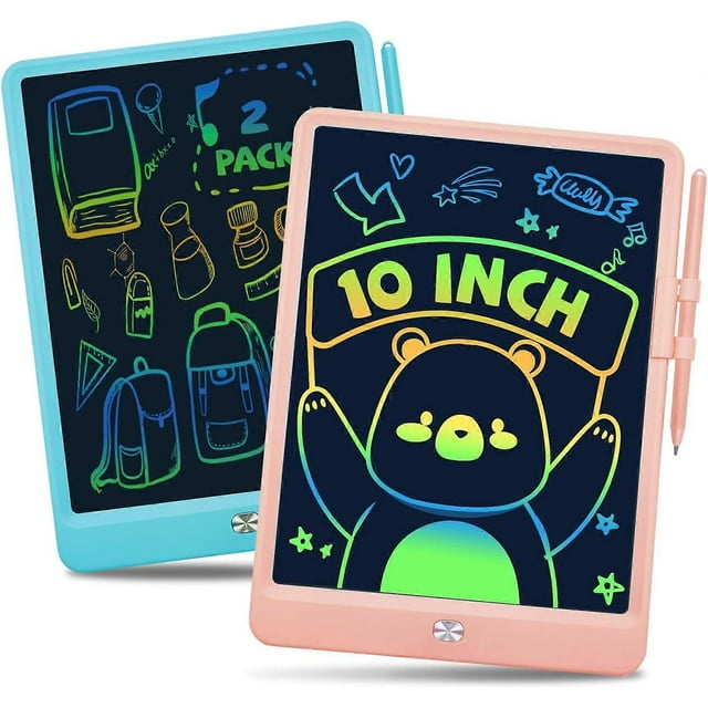 Kids Toys 2 Packs LCD Writing Tablet, 3 4 5 6 Year Old Boys Toys Gifts Doodle Board, 10 Inch Drawing Pad Airplane Travel Road Trip Essentials, Toddler