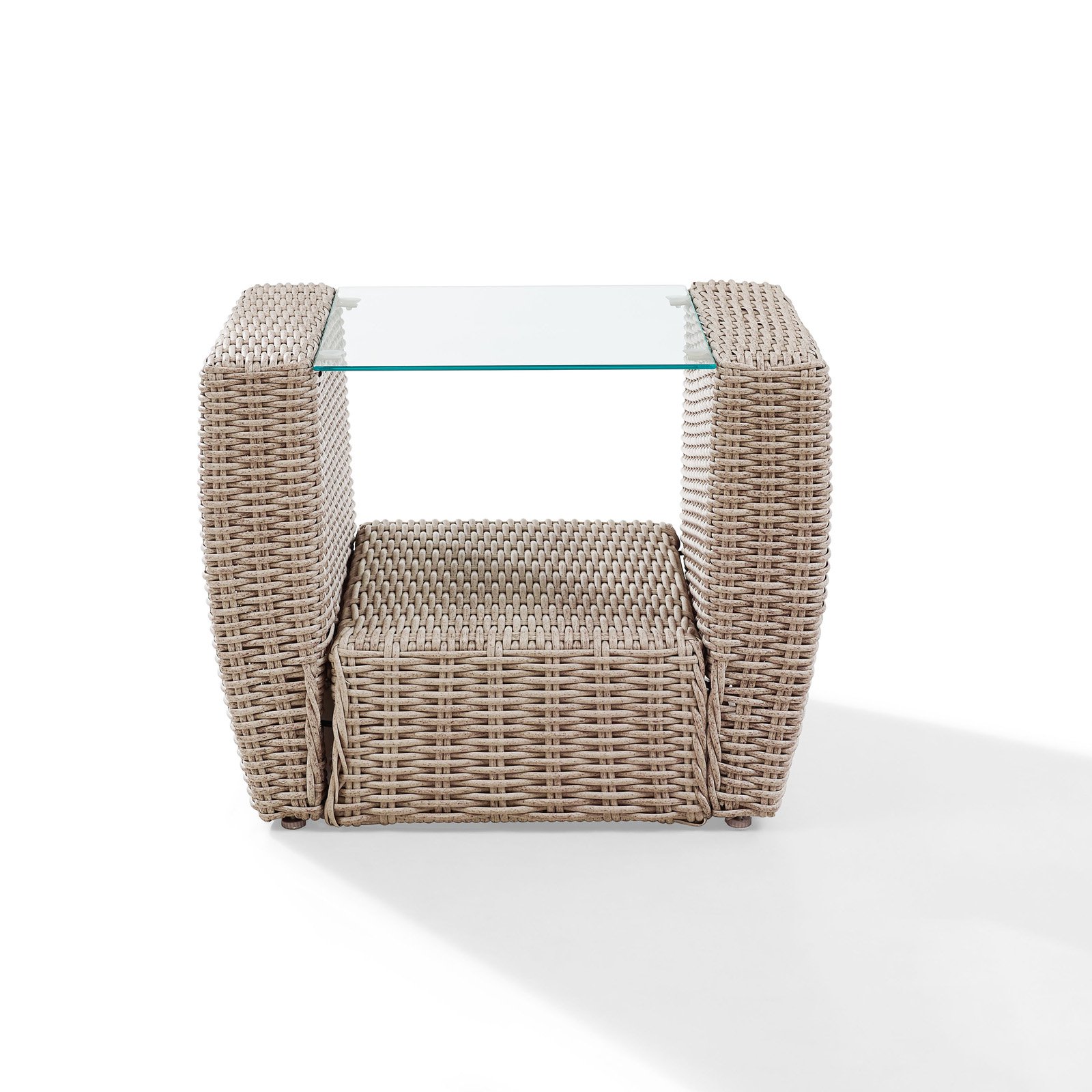 Crosley St Augustine Outdoor Wicker Side Table In Weathered White - image 2 of 6