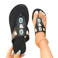 thumbnail image 4 of Caywon Women's Flip Flops Floral Flat Sandals for Women Square Toe Slip on Comfortable Dressy Thong Sandals Beach Wedding Shoes, 4 of 7