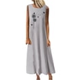 thumbnail image 1 of Birdeem Robes de Mode pour Femmes Été Décontracté Col Rond Sans Manches avec Poches Vacances Plage Longue Robe, 1 of 4