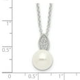 thumbnail image 4 of Diamond2Deal 925 Sterling Silver Polished CZ and Simulated Pearl Necklace for Women 18", 4 of 6
