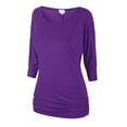 thumbnail image 1 of Matchstick Women's 3/4 Sleeve Basic Drape Top with Side Shirring, 1 of 4