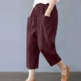 thumbnail image 5 of LLYwey Womens Hiking Pants Fashion Women Summer Casual Loose Cotton and Linen Pocket Solid Trousers Pants Work Cargo Pants Female Long Pant Style H1113 Wine L, 5 of 9