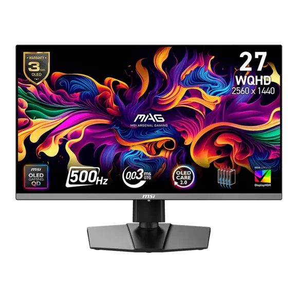 Monitor 27 msi mag 272qp qd-oled x50 0.3ms 500hz wqhd gamer qd oled anti-glare freesync