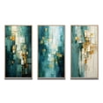 thumbnail image 2 of Designart "California Dreaming Retro Abstract in Gold and Teal I" Abstract Painting Framed Wall Art Set Of 3 - Gold Modern Frame Gallery Wall Set For Home Decor, 2 of 6