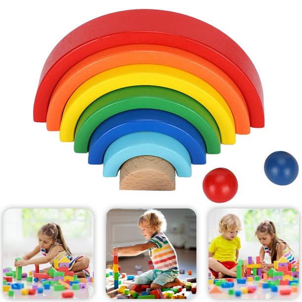 Empileur arc-en-ciel Fosa, jouets en bois pour enfants, blocs de  construction en bois d'empileur arc-en-ciel, couleur de Puzzle pour  enfants, assembler des jouets semi-circulaires 