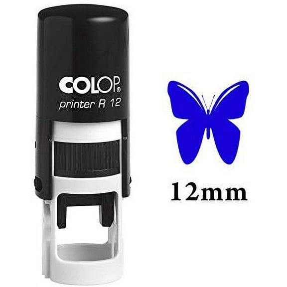 BUTTERFLY Self Inking Mini Rubber Stamp Colop Round Decorative Teachers Stamps 12mm
