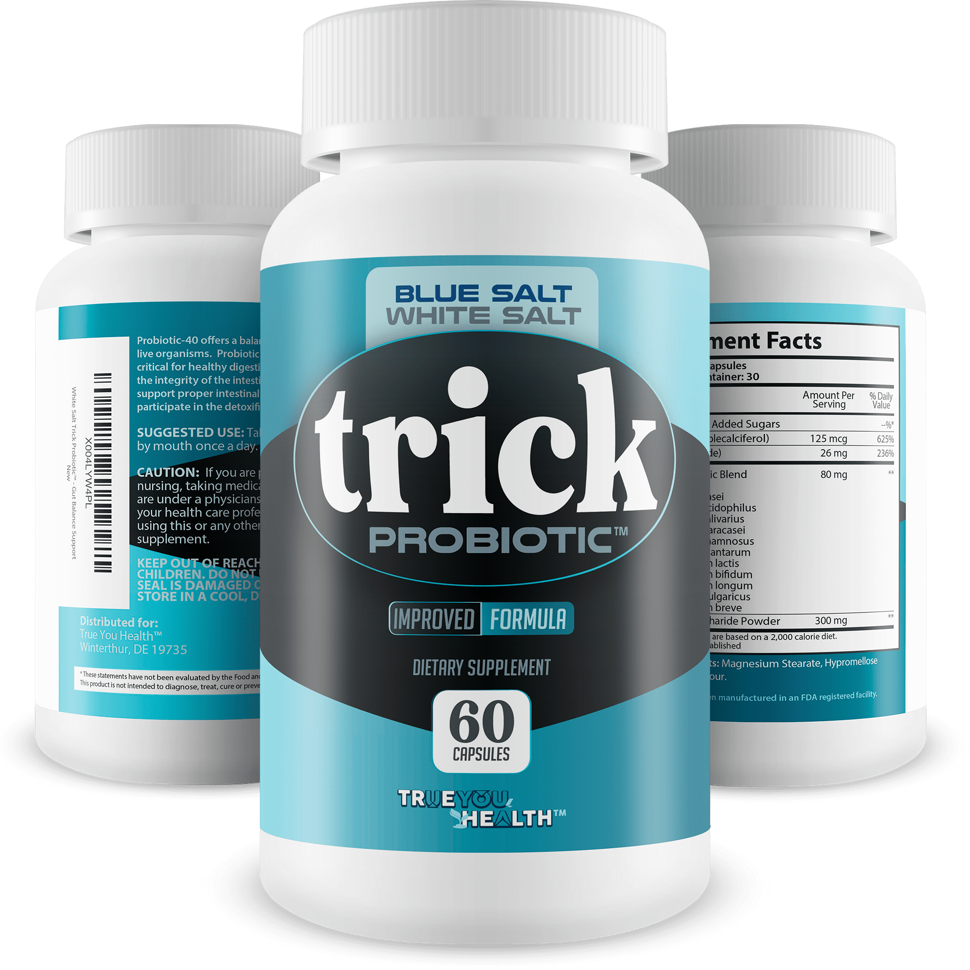 Blue Salt White Salt Trick Probiotic - Our Best Probiotics for Men - Promote Heathy Microbiome - Gut Health Once Daily Men's Probiotic - 40 Billion Mens Prostate Probiotics