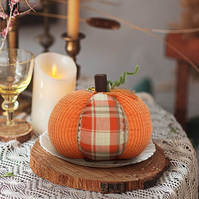 Fiudx Decoración de Calabaza de Tela, Exquisito Diseño de Punto, Material de Cuerda de Mercería Duradero, Perfecto para Mesa, Chimenea, Decoración de Estantes, Fiesta de Acción de Gracias, Tamaño de