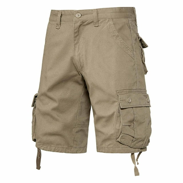 hoksml Shorts Cargo Multi-Poches pour Hommes Couleur Unie Décontracté Bouton Fermeture Éclair Classique Randonnée Été 2025 Liquidation