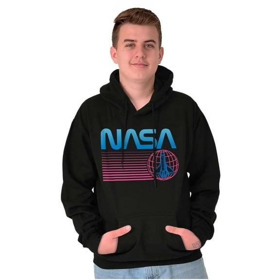 Vaporwave NASA Worm Logo Shuttle Hoodie Sweatshirt Women Men Brisco Brands S