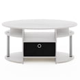 thumbnail image 3 of Furinno JAYA Simple Design Oval Coffee Table with Bin, White Oak, Stainless Steel Tubes, 3 of 6