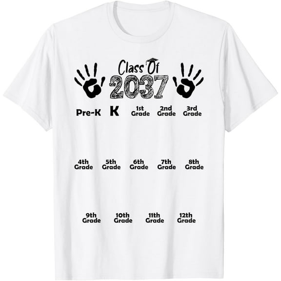 t-shirt Class of 2037 Grow With Me Shirt Handprint Pre-K 12th Grade T-Shirt mens t shirt,black,women,funny,misfits,men,journey