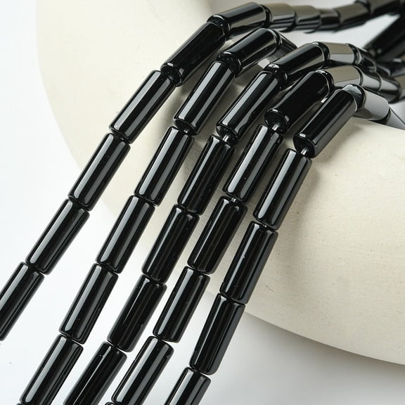 1Strand Natural Black Onyx Beads Strands Tube Dyed & Heated bead: 6mmx16mm hole: 1mm 25pcs/strand 15 inch