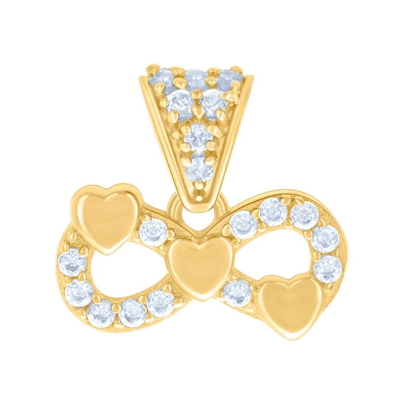 10k Yellow Gold Womens Cubic Zirconia Infinity Love Hearts Charm Pendant Necklace 13.3x13.5mm Wide Pendant for Women