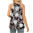 thumbnail image 5 of HAPIMO Women's Fashion Tank Tops Lace Crochet Clothes for Girls Boho Floral Print Tops Sleeveless Tees Pleat Flowy Tunic Blouses Halter Neck T-shirt Gray XXL, 5 of 7