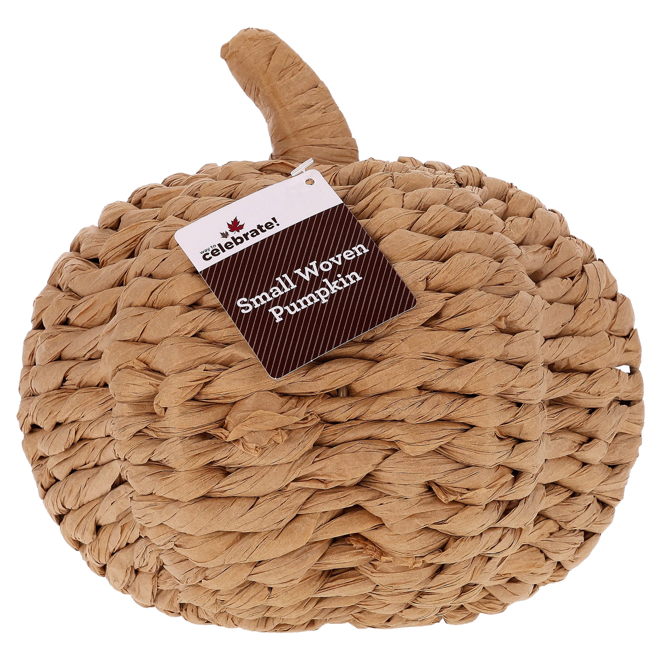 Small Woven Pumpkin Tabletop Decoration, Brown, 7", Fall by Way To Celebrate