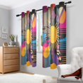 thumbnail image 2 of Yayeee Window Curtains Set of 2 for Living Room Light Filtering 63"x42", Futuristic Circles, 2 of 7