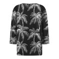 thumbnail image 5 of WTOBBY Women's Casual V-Neck Button Down Tee with 3/4 Sleeve, Daily Weekend Fashion Basic Tunic Top, Floral Print Henley Collar Regular Fit Shirt,Black L, 5 of 5