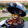 thumbnail image 3 of Flintex 22" Kamado Charcoal Grill & Smoker, Egg-Style Grill with Cast Iron Grates, Prep Table and Storage Cart for Outdoor BBQ, 3 of 9