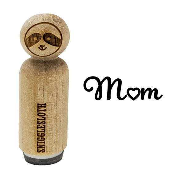 Mom with Heart Rubber Stamp for Scrapbooking Crafting Stamping - Mini 1/2 Inch