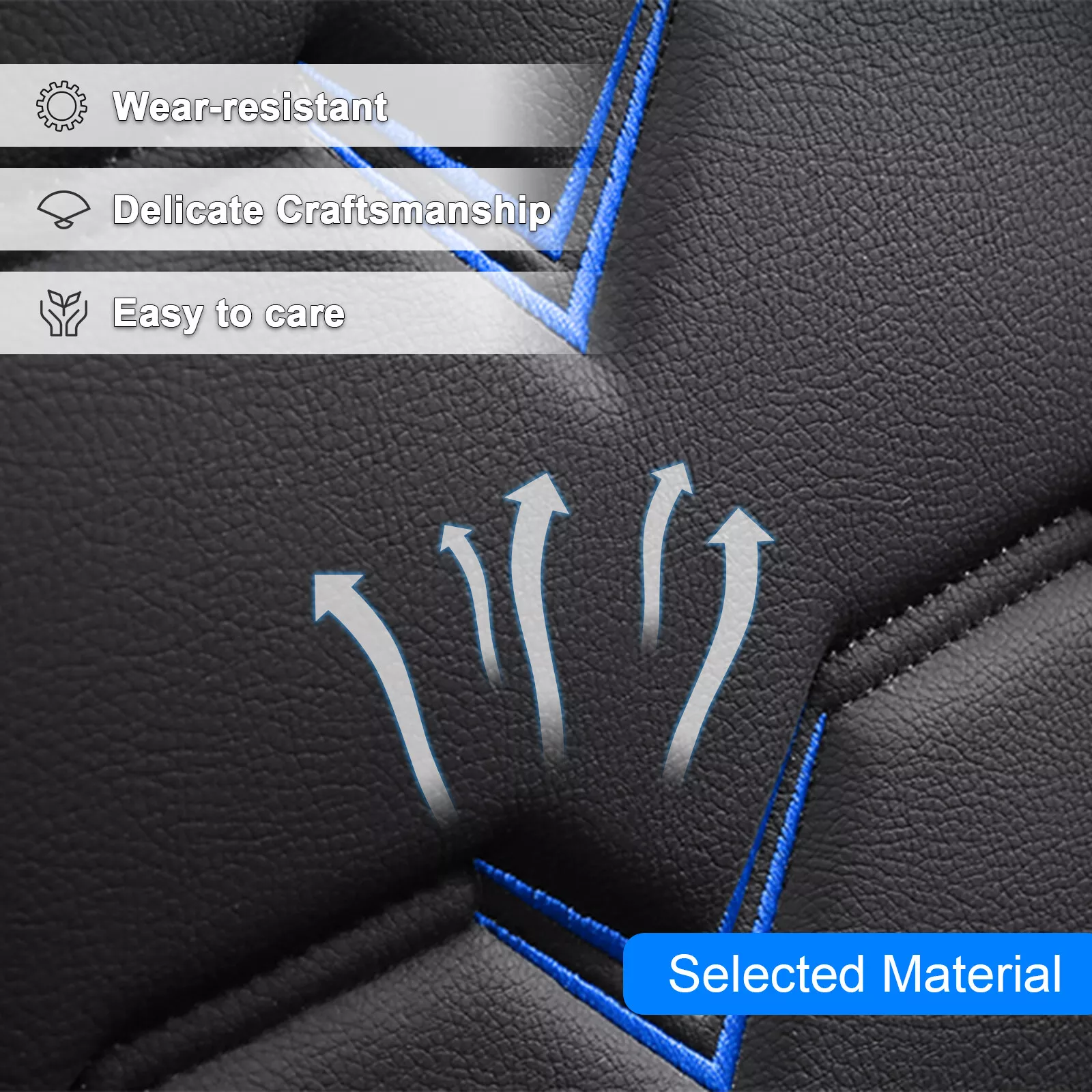WILLJOY Car Seat Covers for Toyota Camry 2000-2024, Waterproof Artificial Leather Cushion Seat Protector for Matrix Prius Black Blue