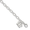 thumbnail image 1 of Diamond2Deal 925 Sterling Silver Small Oval Rolo Link with Butterfly 9inch Anklet for Women, 1 of 5