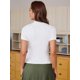 thumbnail image 2 of Camisetas cortas de punto de manga corta con cuello alto alto para mujer blanco (White Ribbed) G blanco (White Ribbed) G Xishao ropa, 2 of 2