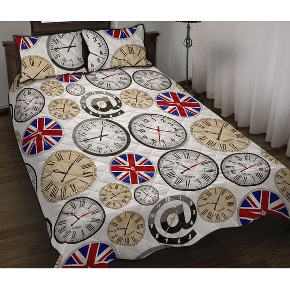 Reloj de pared UK Pattern Juego de cama edredón