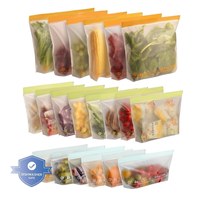 Bolsa de 20 Bolsas de Almacenamiento de Alimentos Reutilizables, Bolsas de Sándwich sin Bpa para Almuerzo, Fruta, Ensalada