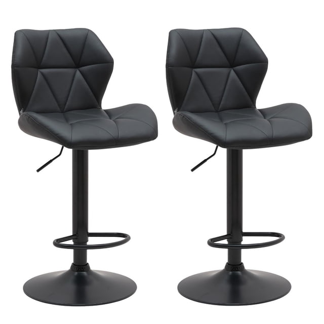 Set 2 Bancos Giratorios con Respaldo Alto Barra Desayunador Cocina color Negro