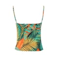 thumbnail image 6 of Wang6 Women Spaghetti Strap Cropped Camisole Trendy Sleeveless Floral Printed Cami Tank Tops Trendy Scoop Neck Summer Sling Undershirts Tees Green S, 6 of 8