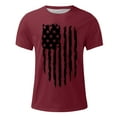 thumbnail image 4 of Men's Independence Day T-Shirt Trendy USA Flag Retro Pullover Top Soft Lightweight Short Sleeve Round Neck Casual Shirt Wine XXXL, 4 of 4