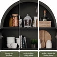 thumbnail image 4 of Aisword 71" Tall Arched Bookcases, 5-Tier Modern Farmhouse Bookshelf with Adjustable Shelves & Sliding Doors, Wood Display Storage Cabinet for Living Room, Office, Black Withdoors, 4 of 7
