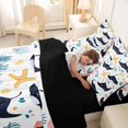 thumbnail image 4 of Feelyou Cute Cartoon Fish Starfish Shell Twin Bedding Sets for Boys Girls, Kawaii Ocean Marine Wildlife Bedding Comforter Set, Black Reversible, 7pcs, 4 of 7