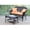Orange/Wicker, variant on Espresso Wicker Patio Love Seat & Coffee Table Set with Orange Cushion - Jeco-Color:Orange,Material:Wicker
