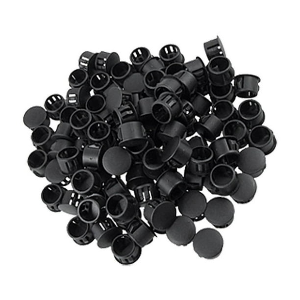 Tapones de agujero de bloqueo de plástico negros 100 piezas con cabeza de 9/16"