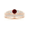 thumbnail image 4 of ANGARA Natural Aeon Vintage Style Ruby and Diamond Three Stone Engagement Ring in 14K Rose Gold for Women (Size-4mm) | July Birthstone, Anniversary, Jewelry Gift for Women | Natural Ruby Ring, 4 of 9