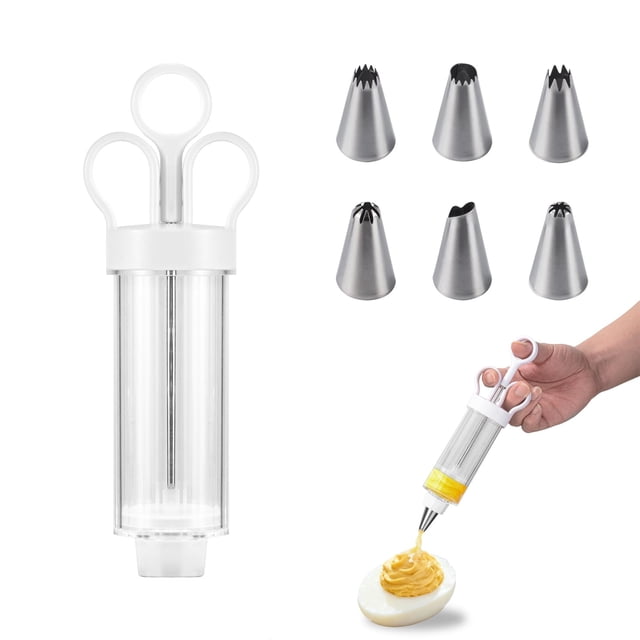 Inyector de Huevos Rellenos - Rellenador y Decorador de Huevos Utensilio de Cocina de Plástico MNFD