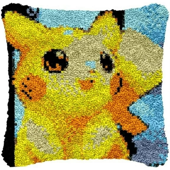 Senya Latch Hook Kits for Adults, Pikachu Latch Hook Pillow Case Kits Embroidery Kits Home 17X17Inch