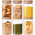 thumbnail image 1 of Juego de 6 Recipientes Herméticos de Cristal con Tapa: Frascos de Vidrio - Tarros de Vidrio con Tapa de Bambú, Hermético para Servir té, Café, 1 of 4