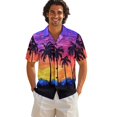 thumbnail image 3 of KUIFORTI Hawaii Matching Couple Outfits Sunset Palm Tree His and Hers Summer Outfits Short Sleeve Button Down Soft and Comfortable Fit for Outdoor Picnic Washable, 3 of 7
