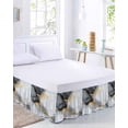 thumbnail image 2 of Grey White Marble Bed Skirt King Size, Ink Painting Modern Abstract Wrap Around Bed Skirting with Adjustable Elastic Strap, Dust Ruffled Pleated Bedskirts 18 Inch Drop for Bedroom King Beds, 2 of 9
