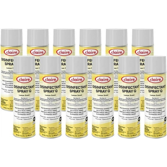 Cl1002-pk Disinfectant Spray Q- Scent, Lemon, 12 Count