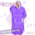 thumbnail image 5 of PMONPA Wearable Blanket Hoodie, Flannel Sherpa Fleece, Warm and Cozy Giant Sweatshirt for Adult, Woman and Man, One Size Fits All (Light Purple), 5 of 7