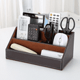 thumbnail image 2 of KINGFOM Desktop Organizer, Multi-Function Desk Organizer Office Supplies Storage Box Pen Holder Pen Organizer Business Card Holder Remote Holder Brown, 2 of 9