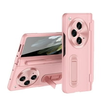 for Oneplus Open Case with Magnetic Hinge Protection, Pen Holder & Pen, Built-in Screen Protector Adjustable Stand Shockproof Thin PU Leather   Hard PC Folding Cover for Oneplus Open, Pink