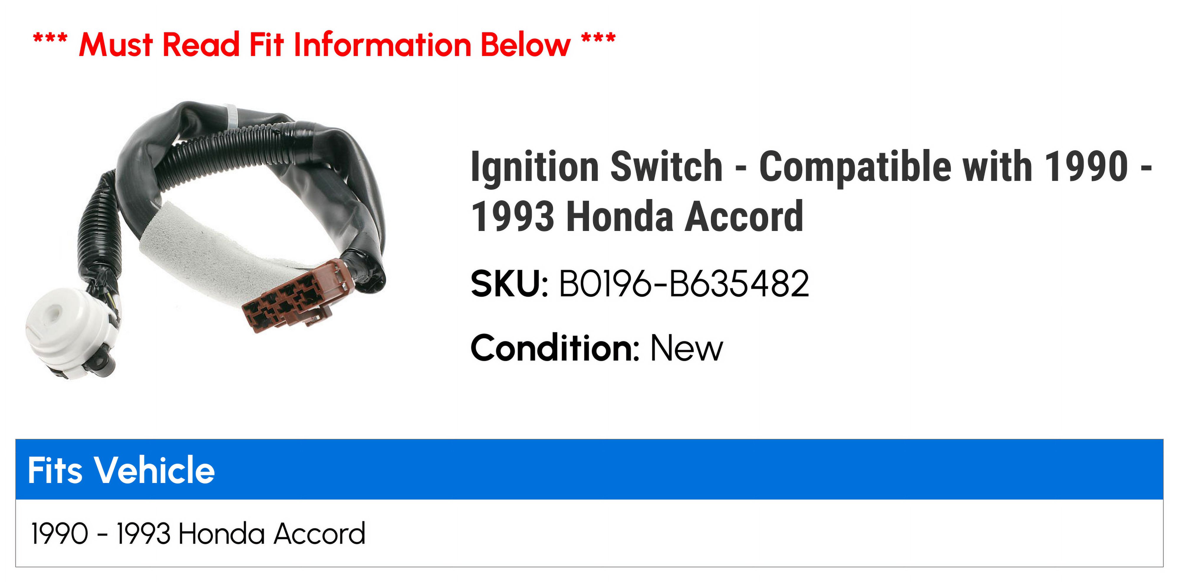Standard Motor Products 14PV13T Ignition Lock Cylinder And Switch For 1990-1991 Honda Accord