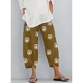 thumbnail image 5 of Pantalones holgados con bolsillos y cintura elástica con estampado de diente de león para mujer, 5 of 5